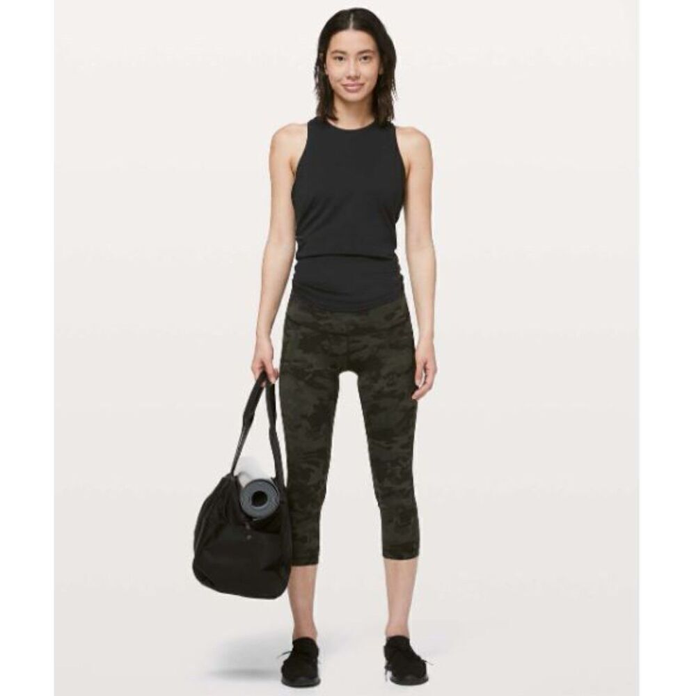 Lululemon Wunder Under Crop III‎ 21" Incognito Camo Multi Gator Green Size 6